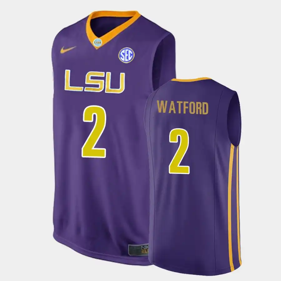 Men's LSU Tigers Trendon Watford #2 Authentic Purple NCAA Basketball Jersey